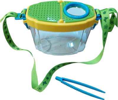 Floz Design grote loepbeker en insectenvanger - natuur ontdek speelgoed voor kinderen - met loep, draagriem en pincet