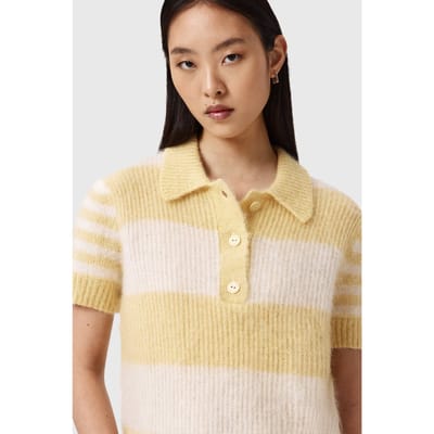 AllSaints Clem Polo Tee Hay Yellow/white Taglia: S | Maglioni a maglia Outlet | Donna | Giallo