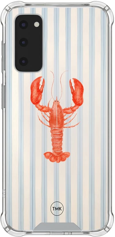 Shockproof hoesje geschikt voor Samsung Galaxy S20 FE - Kreeft - Schokbestendig - Verhoogde randen - TPU case - Extra Sterke Back Cover - Gestreept - Transparant, Blauw