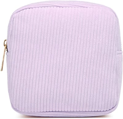 Toilettas - Toilettas voor dames - Toilettas - Toilettas met haak - Opbergtas voor tampons - Corduroy - Kleine make-uptas - Mini toilettas - Zachte opbergtas - Draagbare make-uptas - Paars
