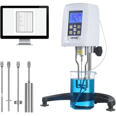 VEVOR Digitale Roterende Viscometer 10-100000 Cp, Digitale Viscositeitsmeter Met Een Nauwkeurigheid Van ±2%, Inclusief 4 Reflectoren, Lcd-Display en Temperatuursensor. Roterende Viscometer voor Inkten, Verven, Lijmen en Vetten.