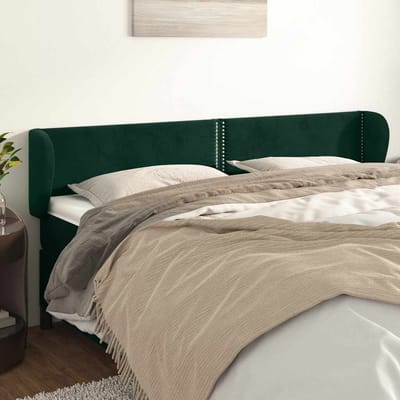 vidaXL - Hoofdbord - met - randen - 203x23x78/88 - cm - fluweel - donkergroen