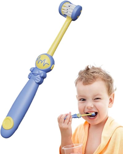 Kindertandenborstel - 3-zijdige borstel - Mondhygiëne Verbeteren - Dubbele borstelharen - 21 cm - Astronaut thema