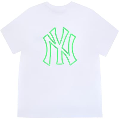 MLB New York Yankees Logo Ronde Hals Effen Kleur Korte Mouw T-shirt Unisex Tops Wit 31TSN3031-50W L green