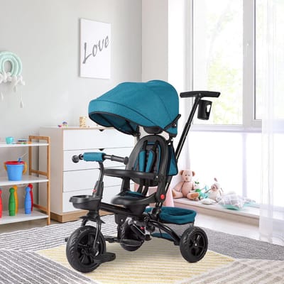 Kinderdriewieler 6-in-1 - Groeifiets - Veilig op pad - Draaibare zitting - 97x40x115 cm - Groen