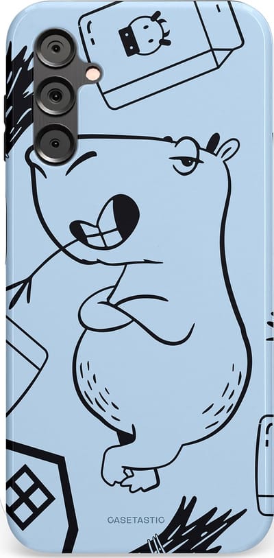 Casetastic Hoesje Geschikt voor Samsung A14 (5G/4G) - Stijlvolle Beschermende Duo-layer Case - Capibara chillen