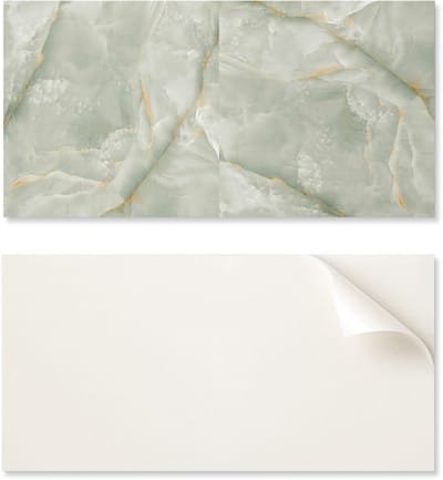 Zelfklevend PVC-eetkamerpaneel met afbeelding, 100x50 cm, met natuurlijk marmerpatroon.