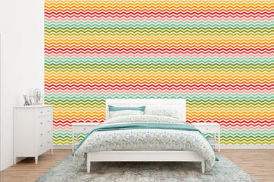 Behang - Fotobehang Patroon - Regenboog - Retro - Breedte 385 cm x hoogte 240 cm