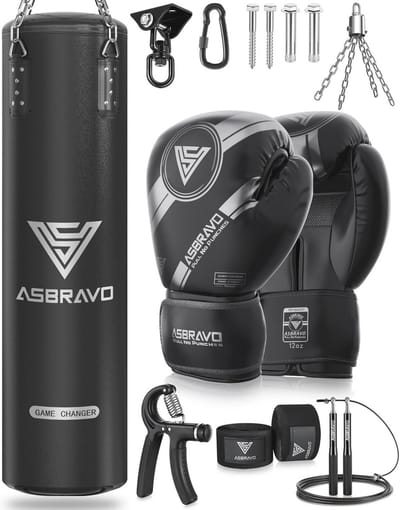 Bokszak 1,2 m met 12 oz handschoenen voor MMA, Muay Thai en Kickboksen - Zware bokszakset voor thuisgym en martial arts training