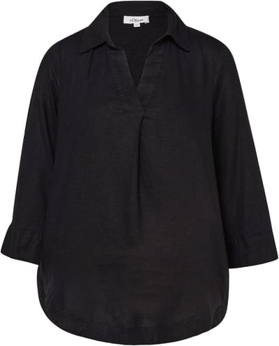 Linnen gemengde blouse met 3/4 mouwen en kraag voor dames s.Oliver