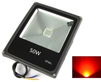 LED Bouwlamp / Schijnwerper - Rood - 50 Watt - Plat