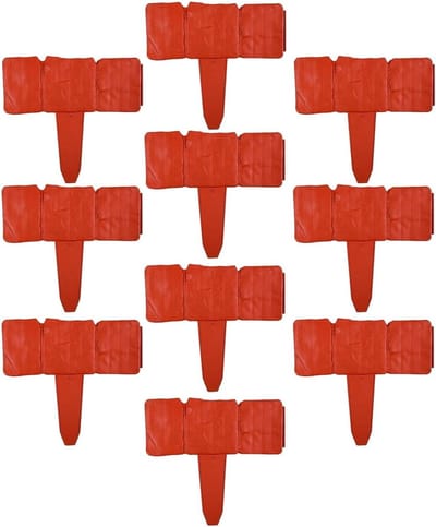 Stenen borderrand - Tuinrand afscheiding - Tuin opruimen - Gereedschapsloos plaatsen - 10-delig - Rood