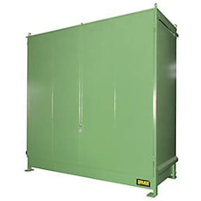 Stellingcontainer BAUER CEN 33-2 IBC, staal, dubbele scharnierdeur, B 3510 x D 1500 x H 3485 mm, groen