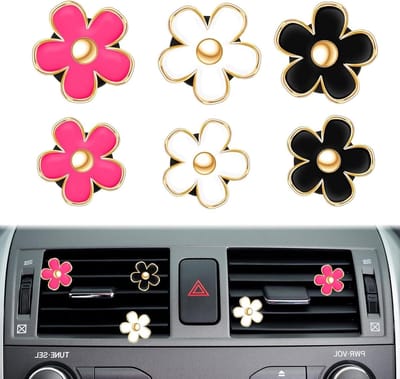 Allecto Plus - Auto-luchtuitlaat Clips Madeliefjes Decoratie (16 stuks) Aromatherapie Auto-luchtverfrisser - Interieur Auto Decoratie Bloemen Autoclip