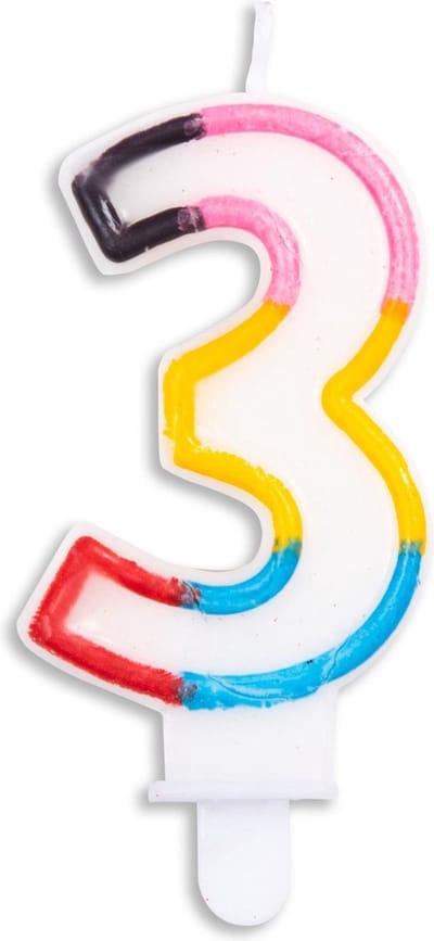 Wefiesta Cijferkaars 3 Wax 3,5 X 6 Cm Wit