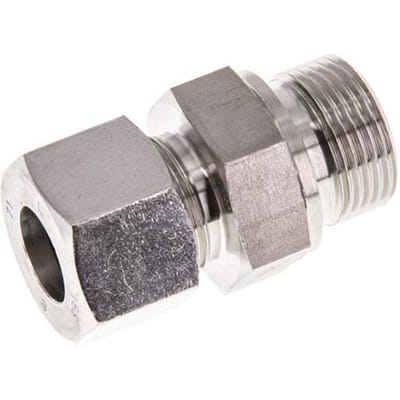 G 3/4'' Buitendraad x 16S RVS Rechte Snijring Koppeling met FKM Afdichting 400 Bar DIN 2353 - FL2S-MC-STFP-034G-16-S