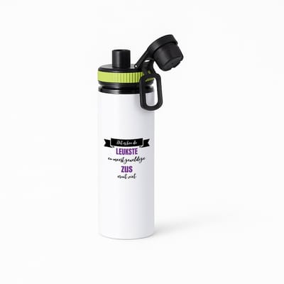 Hacebo® - Leukste zus eruit ziet waterfles met draaidop groen - Zus - beste zus - verjaardagscadeau - cadeau voor zus - gift - kado - water fles - 850ML