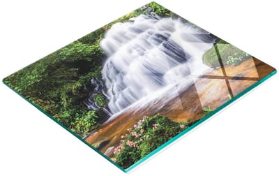 Keukenplank van gehard glas met watervalmotief uit Thailand, 60x52 cm