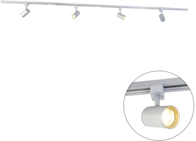 QAZQA yade - Moderne Plafondspot op railsysteem - 4 lichts - L 210 cm - Zilver - Woonkamer | Slaapkamer | Keuken