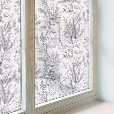 Coloray Privacy Folie Raam - Bladeren en vlinders Anti inkijk Raamfolie Glas in Lood - 200x116 cm - Grijs Melkglas Folie - Zonwerende Raamfolie - Voor de slaapkamer, woonkamer en hal. - Privacy Folie Raam Glas in Lood