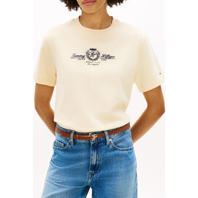 Tommy Hilfiger Varsity Crest Modern T-shirt Country Ivory Taglia: S | Maglie Sportivi Outlet | Donna | Bianco