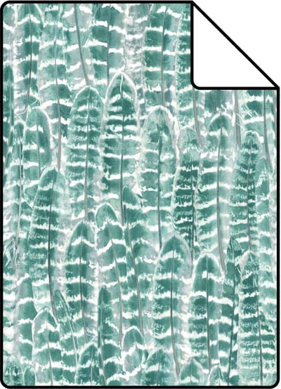 Proefstaal Origin Wallcoverings behang veren lagunegroen - 26,5 x 21 cm - 347396-S