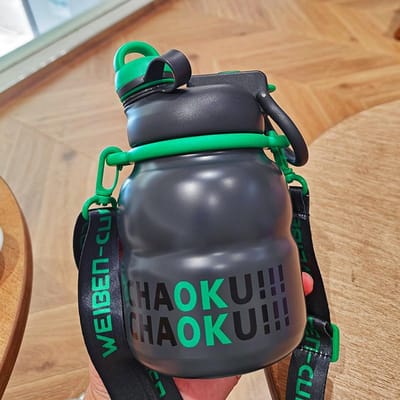 Schattige Dubbele Drank Thermo Waterfles Met Rietje Grote Capaciteit Roestvrijstalen Thermobeker Buiten Draagbare Reis Drinkbeker 750ml