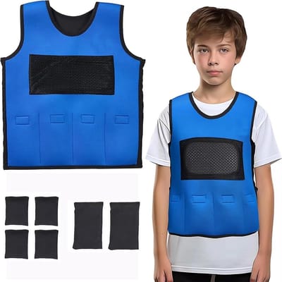 Kinder Gewichtsvest - Zintuiglijk Vest - Concentratie Verbeteren - Verstelbare Gewichten - Maat M - Blauw