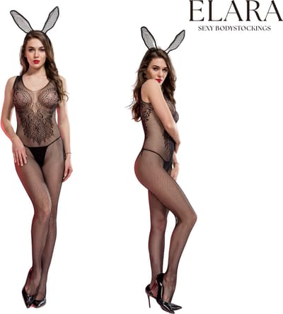 Elara - Maëlle - Bodystocking Erotische Lingerie met Open Kruis - Catsuit - S t/m XL - Sexy Dames Lingerie