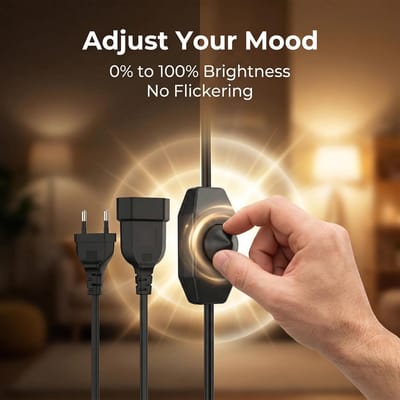 Led Dimmer Kabel - Snoerdimmer Lamp - Verlichting Instellen - Traploos Dimbare Functie - 2 Meter - Zwart