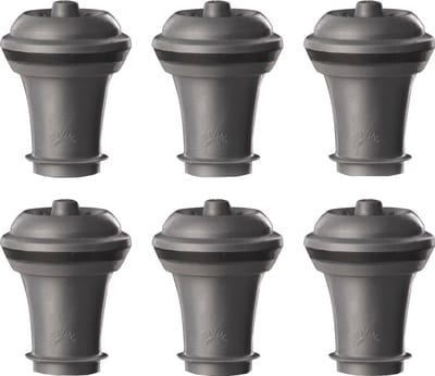 Vacu Vin Wijnstoppers Set van 6 – Reserve Afsluitdoppen voor Wine Saver – Herbruikbaar – Grijs