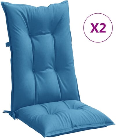 vidaXL - Stoelkussens - 2 - st - hoge - rug - 120x50x7 - cm - stof - gemêleerd - blauw