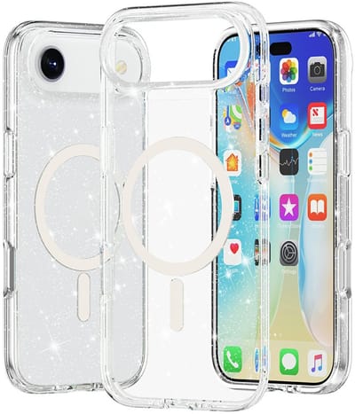 YPCd Glitter Hoesje met MagSafe voor Apple iPhone Air – Shockproof TPU Backcover – Verhoogde Randen – Transparant