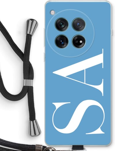 Gepersonaliseerd - Case Company® - Hoesje met koord geschikt voor OnePlus 12r hoesje met Koord - Monogram N°2 - Telefoonhoesje met Zwart Koord - Bescherming aan alle Kanten en Over de Schermrand