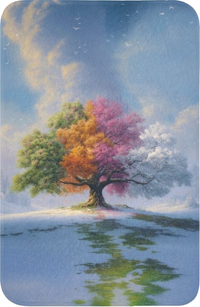 WC mat 40x60 cm - Antislip - Boom - Seizoenen - Winter - Landschap - Toiletmat - Vloermat - Douchemat - Toilet tapijt - Toiletmatten