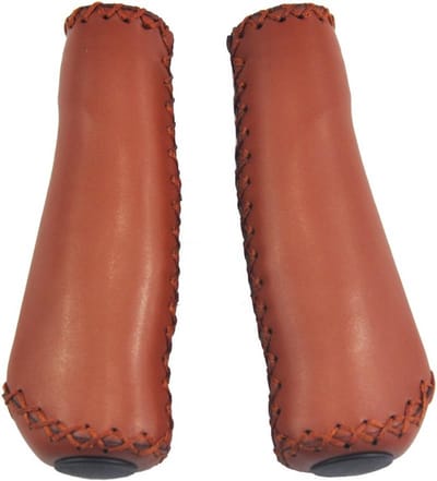 Fiets Handgrepen - Stuur Handvatten - Comfortabel Fietsen - Handgemaakt Leer - 14 cm Lengte - Bruin