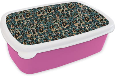 Broodtrommel Roze - Lunchbox Panter - Luxe - Patronen - Brooddoos 18x12x6 cm - Brood lunch box - Broodtrommels voor kinderen en volwassenen