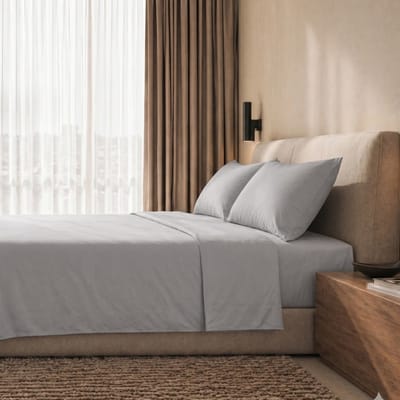 The White Stone Lakenset Eenpersoons 100% Katoen Percal 200 TC Lichtgrijs | Hoeslaken 90x200 cm, Laken 160x295 cm, Steghoogte 28 cm en 1 Kussensloop | Made in Italy