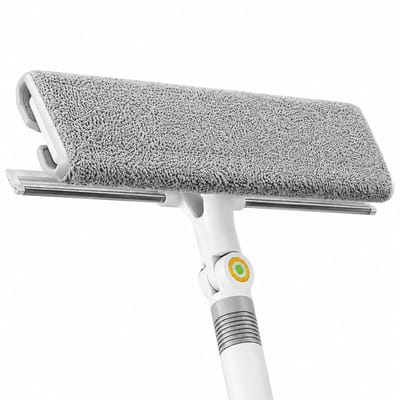 PolkaHome Verlengde Microvezel Schoonmaakset - 134 cm - 360° Draaibare Platdweil - Roestvrijstalen Handvat - Voor Ramen, Vloer, Auto en Zwembad
