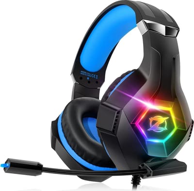 StayPowered Gaming Headset - Ultieme Geluidservaring voor Serieuze Gamers - 3D surround sound - Noise Cancelling Microfoon - Comfortabele Proteïne Oorkussens - Verstelbare Hoofdband - RGB Verlicht - Zwart - Levering Sneller dan Aangegeven!