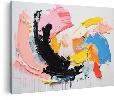 Artaza Canvas Schilderij Abstract - 120x80 cm - Wanddecoratie Modern - Muurdecoratie Kleurrijk - Decoratie Verfstreken - Schilderijen Op Canvas