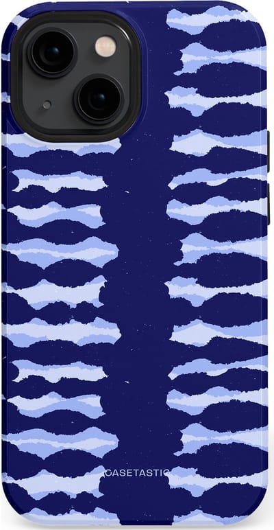 Casetastic Hoesje Geschikt voor Apple iPhone 13 Mini Magsafe - Stijlvolle Beschermende Duo-layer Case - Golven in blauw