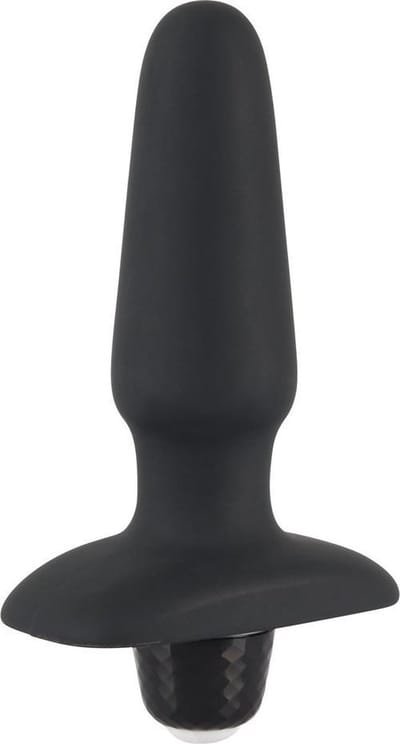 Sweet Smile – Siliconen Buttplug met Oplaadbare Vibro Bullet – 14 cm – Zwart