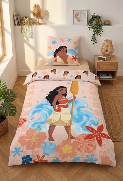 Dailygoods - Beddengoed Vaiana Flowers - Eenpersoons Dekbedovertrek 140 x 200 cm