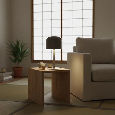 LUSENZ Ariello S - Paddenstoel lamp oplaadbaar Beige 25 cm - Draadloze tafellamp - Dressoir lamp - Scandinavisch design - Dimbaar - USB-C -