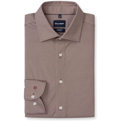 OLYMP Luxor 24/Seven Overhemd, Modern Fit, New Kent, Bruin