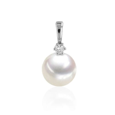 Luna-Pearls - 202.1632 - Hanger - 750/-Geel goud met Zoetwater gekweekte parel en Diamant