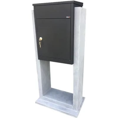 Pakketbrievenbus Barcelona Parcel - Natuursteen En Staal - Zwart - 52x113x32cm