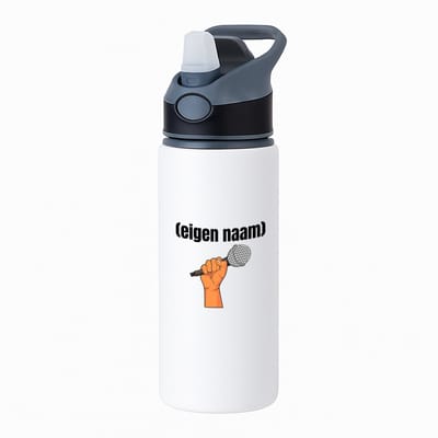 Hacebo® - microfoon met hand met eigen naam waterfles met rietje zwart - Microfoon - muziek liefhebbers - iemand die houdt van muziek - verjaardag - cadeau - kado - water fles - 650ML