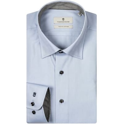 Thomas Maine Overhemd Bergamo Verborgen Button-Down Twill Contrast Pied-de-Poule Lichtblauw-Midden Grijs / male
